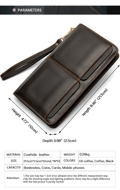 Cartera Larga Ejecutiva para Hombre Cuero Genuino Múltiples Compartimentos - Image 9