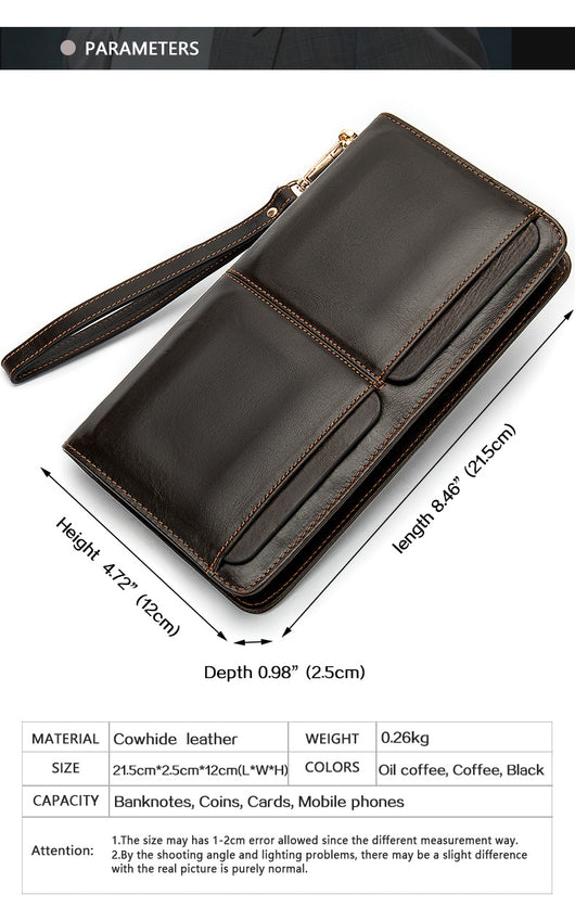 Cartera Larga Ejecutiva para Hombre Cuero Genuino Múltiples Compartimentos - Image 9