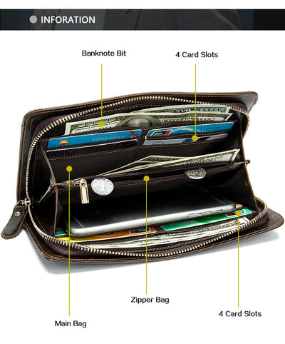 Cartera Larga Ejecutiva para Hombre Cuero Genuino Múltiples Compartimentos - Image 13