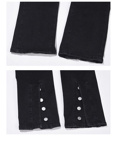 Jeans Slim Acampanados Retro Elásticos para Hombre - Diseño Trendy con Botones - Image 12