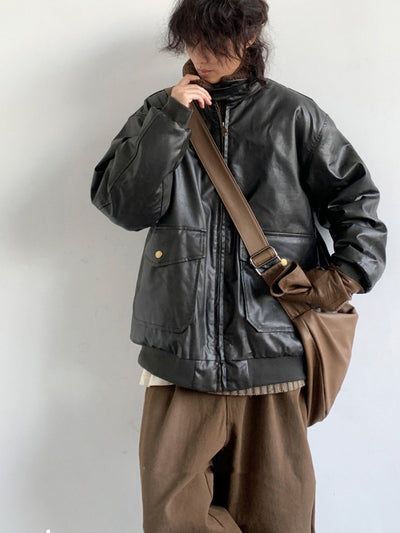 Chaqueta de Cuero Biker Suelta para Hombre - Abrigo de Piel de Cordero Premium - Image 10