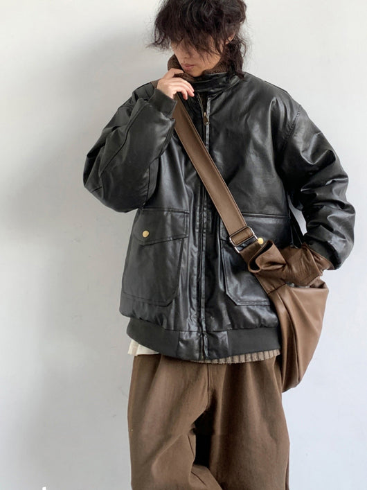 Chaqueta de Cuero Biker Suelta para Hombre - Abrigo de Piel de Cordero Premium - Image 10