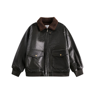Chaqueta de Cuero Biker Suelta para Hombre - Abrigo de Piel de Cordero Premium - Image 13