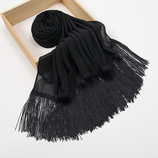 Pañuelo Decorativo de Gasa Perla con Flecos Largos - Image 15