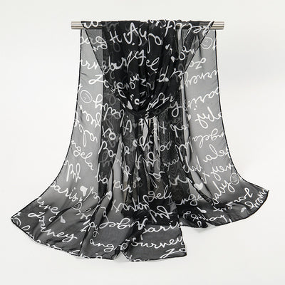 Pañuelo de Seda Chifón con Estampado de Letras para Mujer - Image 6