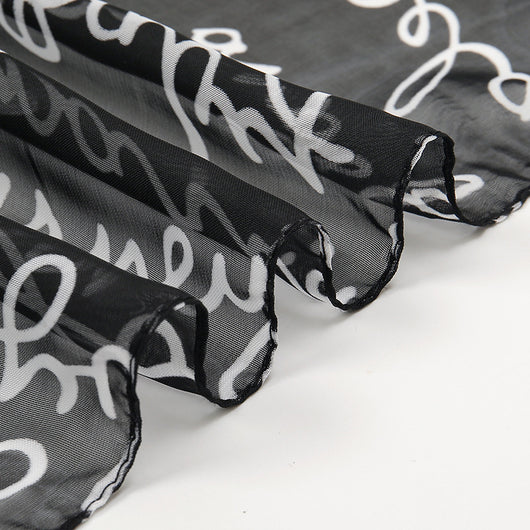 Pañuelo de Seda Chifón con Estampado de Letras para Mujer - Image 10