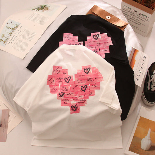 Playera Estampada Alfabeto Cartoon para Parejas - Unisex Manga Corta - Image 14