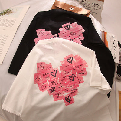 Playera Estampada Alfabeto Cartoon para Parejas - Unisex Manga Corta - Image 15