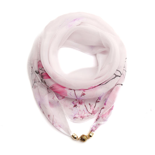 Pañuelo Floral Dorado de Gasa Ligera para Mujer - Image 26