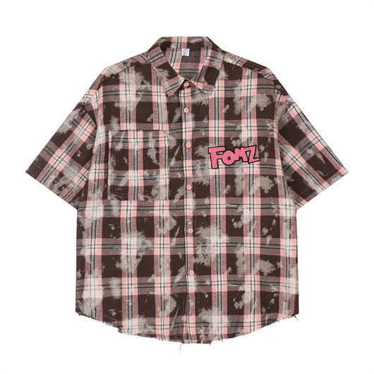 Camisa de Cuadros Desgastada de Manga Corta para Hombre - Image 7