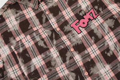 Camisa de Cuadros Desgastada de Manga Corta para Hombre - Image 9