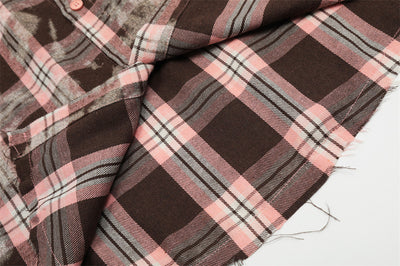 Camisa de Cuadros Desgastada de Manga Corta para Hombre - Image 10