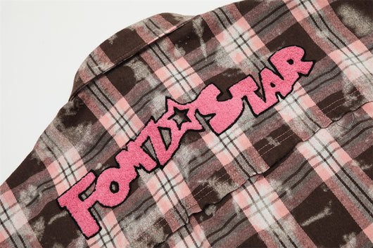 Camisa de Cuadros Desgastada de Manga Corta para Hombre - Image 12