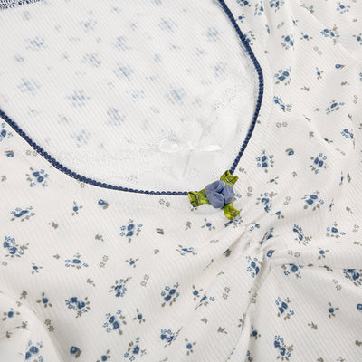 Blusa Manga Corta con Cuello Cuadrado, Pliegues y Moño de Encaje - Image 26