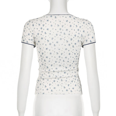 Blusa Manga Corta con Cuello Cuadrado, Pliegues y Moño de Encaje - Image 32
