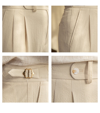 Pantalones Seersucker de Cintura Alta para Hombre - Corte Recto Casual - Image 19