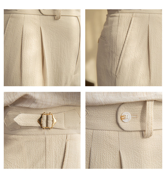 Pantalones Seersucker de Cintura Alta para Hombre - Corte Recto Casual - Image 19