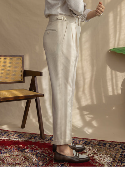 Pantalones Seersucker de Cintura Alta para Hombre - Corte Recto Casual - Image 21