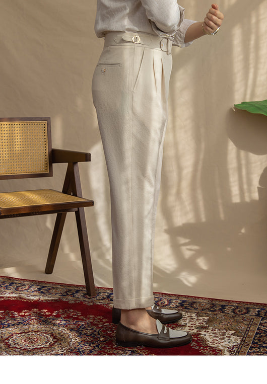 Pantalones Seersucker de Cintura Alta para Hombre - Corte Recto Casual - Image 21