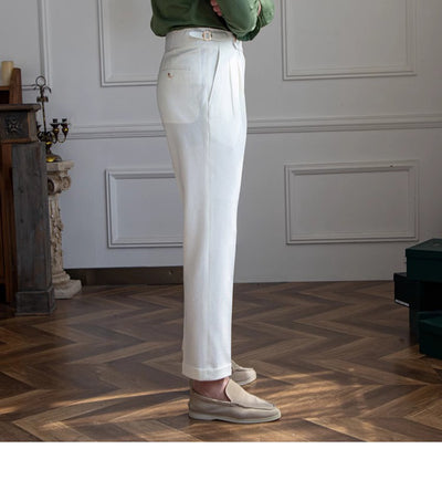 Pantalones Seersucker de Cintura Alta para Hombre - Corte Recto Casual - Image 23
