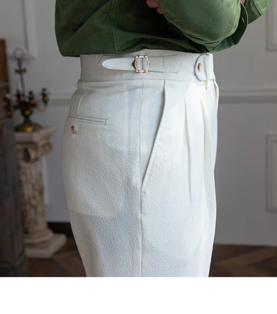 Pantalones Seersucker de Cintura Alta para Hombre - Corte Recto Casual - Image 24