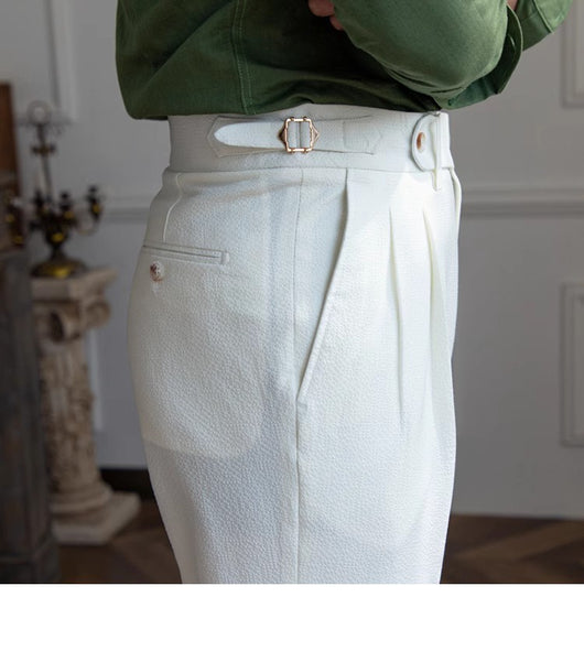Pantalones Seersucker de Cintura Alta para Hombre - Corte Recto Casual - Image 24