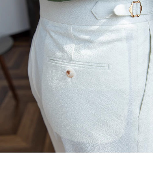Pantalones Seersucker de Cintura Alta para Hombre - Corte Recto Casual - Image 25