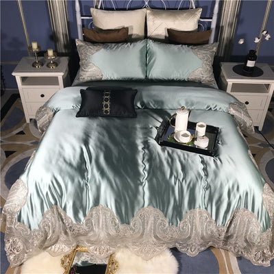 Juego de Cama 4 Piezas Algodón Premium con Encaje y Toque Sedoso - Image 45