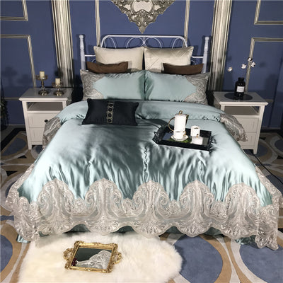 Juego de Cama 4 Piezas Algodón Premium con Encaje y Toque Sedoso - Image 46