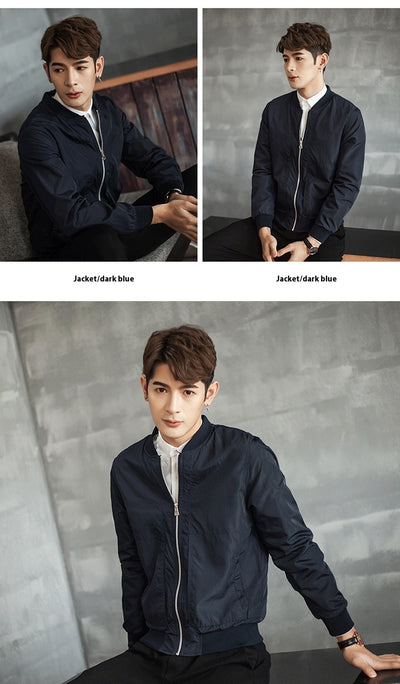 Chaqueta Beisbolera Delgada Hombre Primavera Otoño - Corte Ajustado Coreano Talla Grande - Image 7