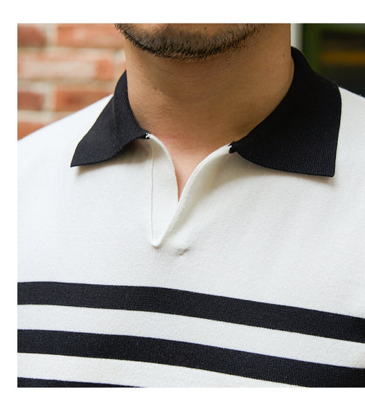 Polo Deportivo Lyocell de Rayas Transpirable con Solapa - Image 22
