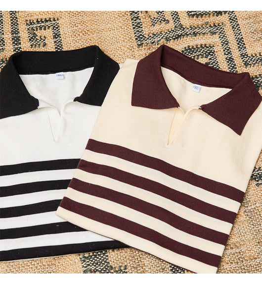 Polo Deportivo Lyocell de Rayas Transpirable con Solapa - Image 25