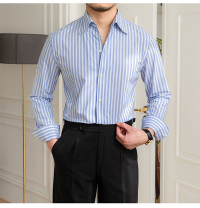 Camisa Casual de Algodón con Cuello y Rayas para Hombre - Image 16