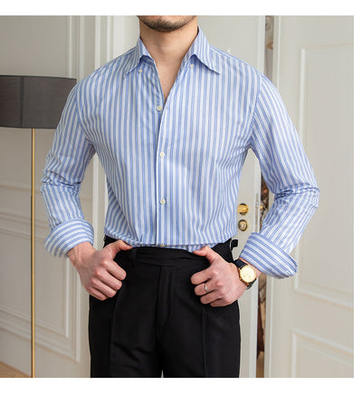 Camisa Casual de Algodón con Cuello y Rayas para Hombre - Image 29