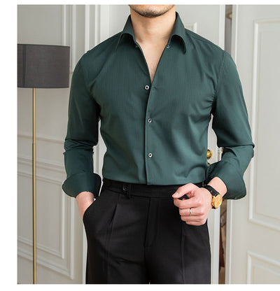 Camisa Casual Slim Fit a Cuadros Oscuros sin Planchado - Image 11
