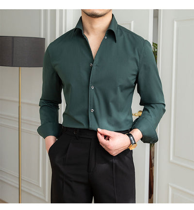 Camisa Casual Slim Fit a Cuadros Oscuros sin Planchado - Image 12