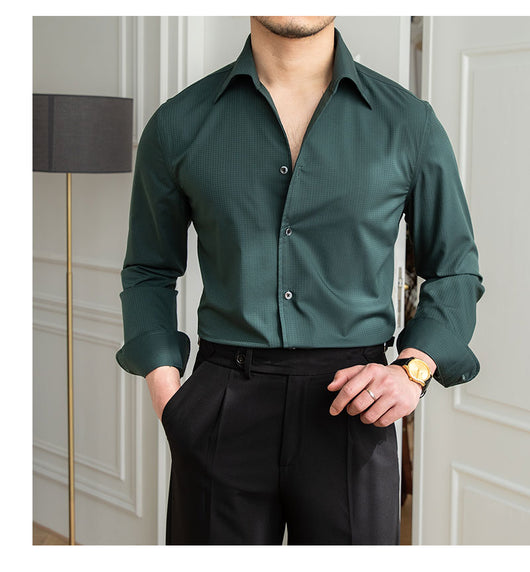 Camisa Casual Slim Fit a Cuadros Oscuros sin Planchado - Image 14