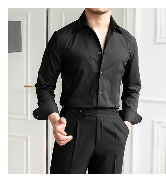 Camisa Casual Slim Fit a Cuadros Oscuros sin Planchado - Image 30