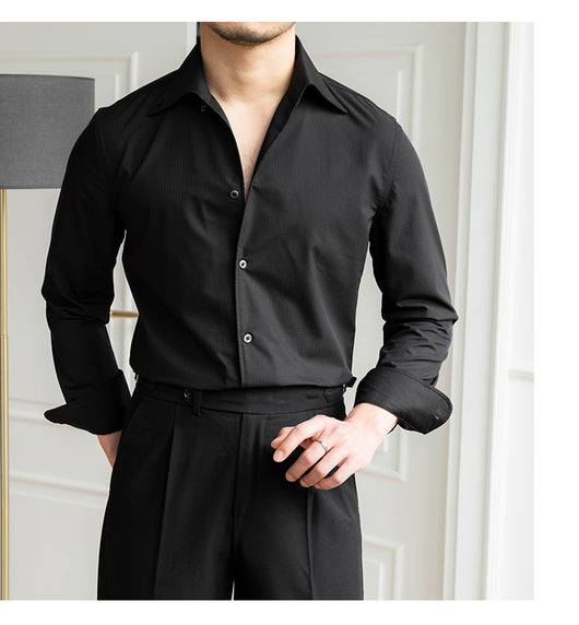 Camisa Casual Slim Fit a Cuadros Oscuros sin Planchado - Image 31