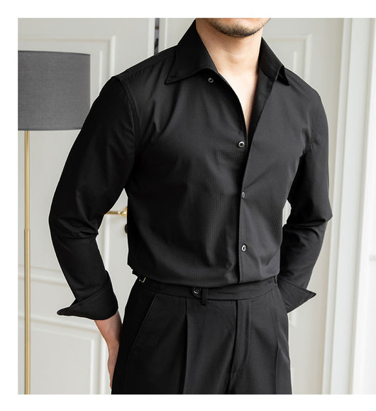 Camisa Casual Slim Fit a Cuadros Oscuros sin Planchado - Image 32