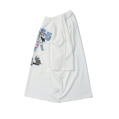 Playera Holgada Estampado Cartoon Unisex - Estilo Urbano Tendencia - Image 12