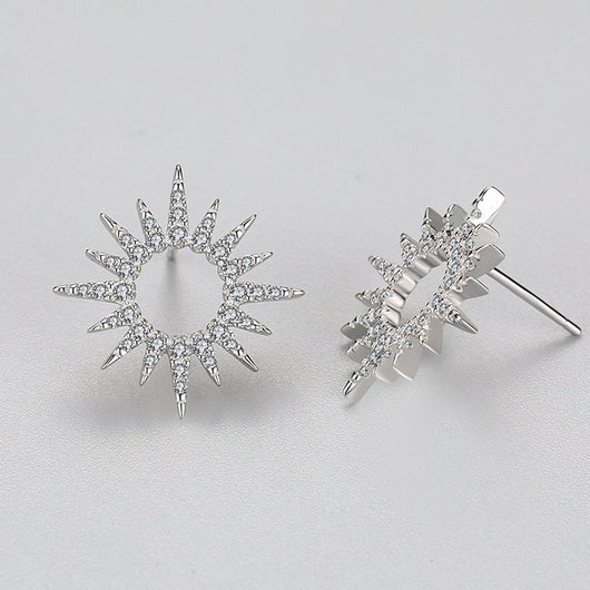 Aretes de Plata 925 Girasol con Diamantes Completos - Image 6