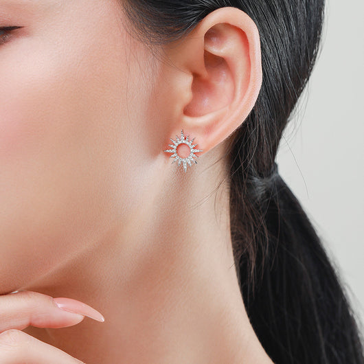 Aretes de Plata 925 Girasol con Diamantes Completos - Image 8