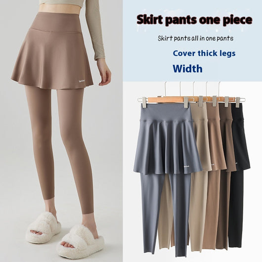 Falda Pantalón Yoga Cintura Alta Levanta Caderas Primavera Otoño Efecto Dos Piezas - Image 19