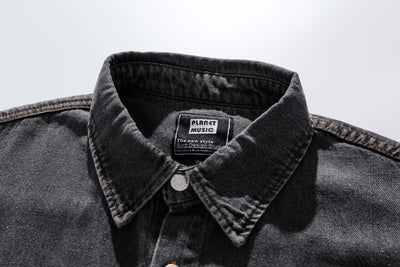 Camisa Denim Retro Estilo Japonés Manga Corta para Hombre - Image 12