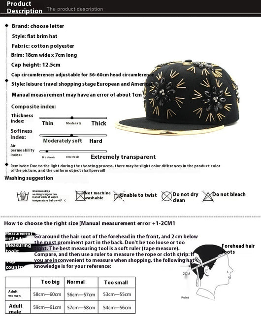 Gorra Hip Hop con Cristales Coloridos y Borde Metálico para Presentaciones - Image 24