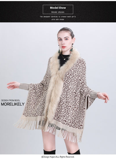 Chal Tejido con Cuello de Pelaje Sintético para Otoño e Invierno - Image 24