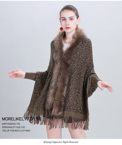 Chal Tejido con Cuello de Pelaje Sintético para Otoño e Invierno - Image 25