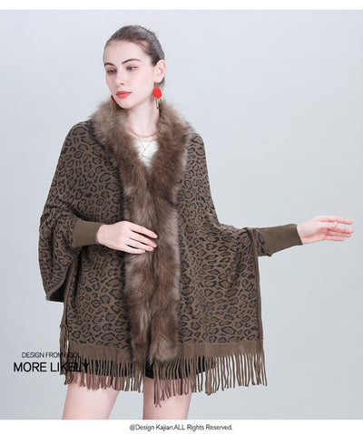 Chal Tejido con Cuello de Pelaje Sintético para Otoño e Invierno - Image 27