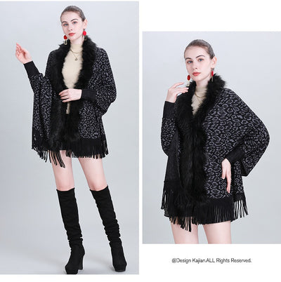 Chal Tejido con Cuello de Pelaje Sintético para Otoño e Invierno - Image 30